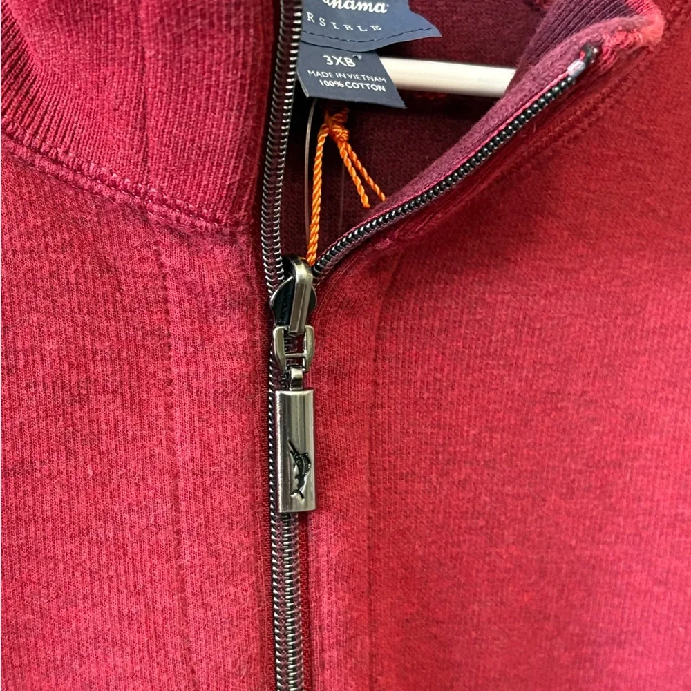 NWT Tommy Bahama Reversible Zip Up Sweater,100% Cotton,Size 3XB